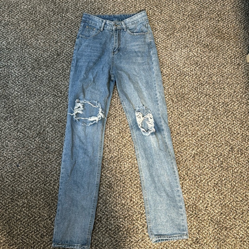 SHEIN ripped wide leg jeans